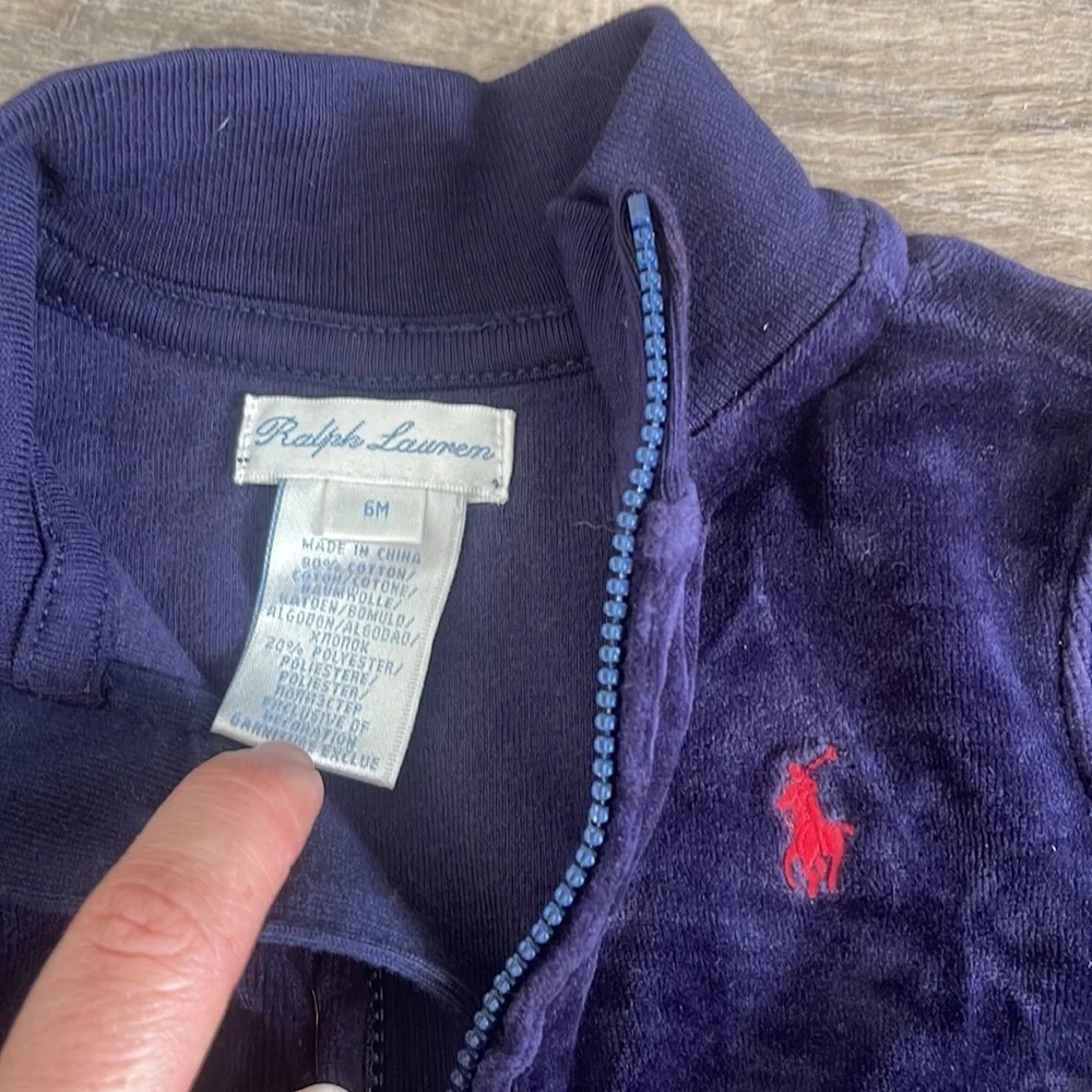 Ralph Lauren velvet baby zip up size 3-6 months